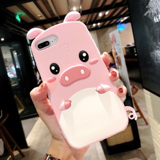 Ốp lưng iPhone 12 Pro Max 12 Mini iPhone 11 Pro Max 5 5s SE 6 6s 7 8 Plus Xs Max XR, Vỏ silicon mềm hình lợn trắng hoạt hình dễ thương 3D