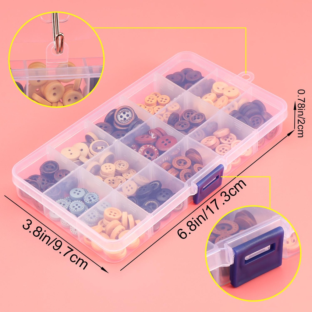 Set 225 Nút Gỗ Tròn 2 / 4 Lỗ May Vá Thân Thiện Với Môi Trường