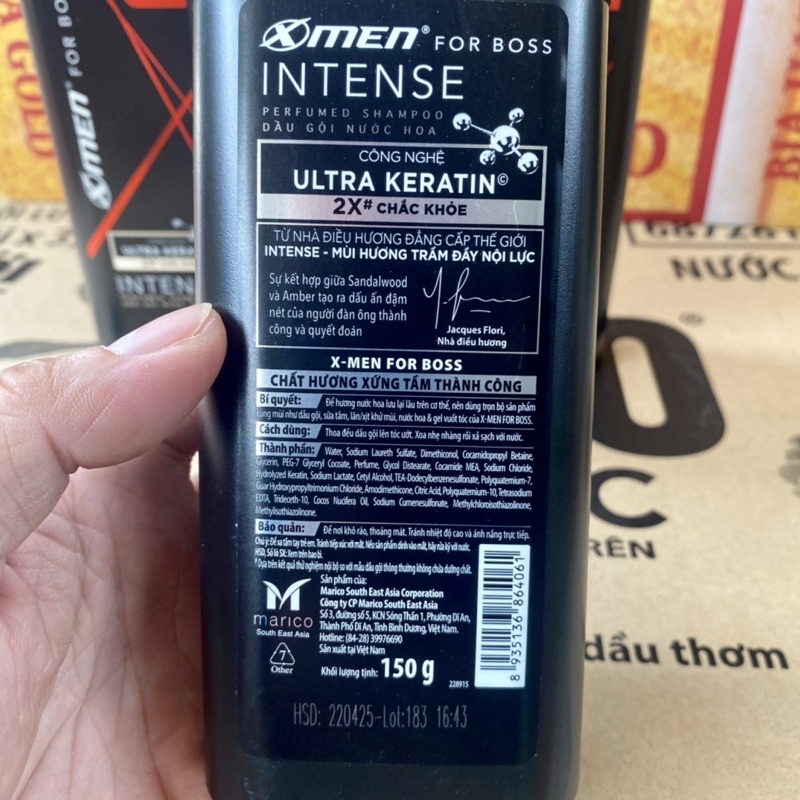 Dầu gội nước hoa X-Men For Boss Intense - Mùi hương trầm đầy nội lực 150g