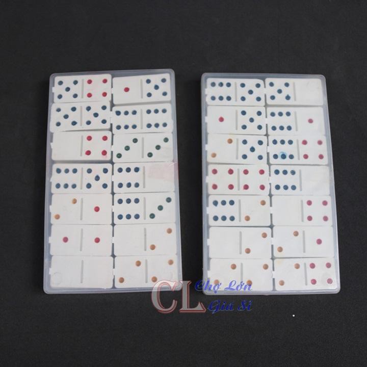 Hộp Đồ Chơi Bộ Cờ DOMINO Màu Trắng Ngà Bằng Nhựa - Bộ Chơi Cờ Giải Trí Có Hộp Đựng Cờ