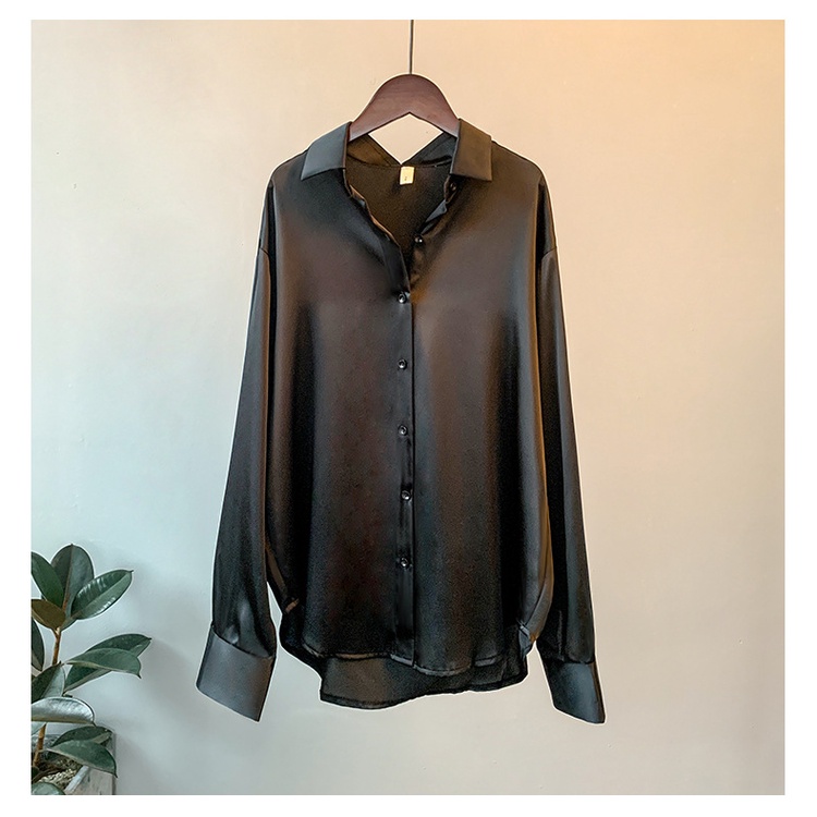 Áo sơ mi IELGY tay dài vải satin phong cách Hong Kong cổ điển thời trang cho nữ