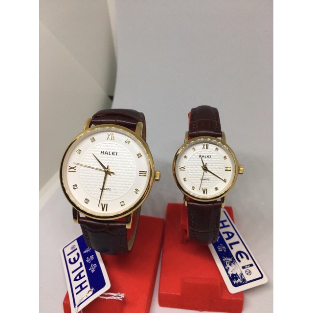 Cặp đồng hồ nam nữ Halei dây da chống nước cực đẹp | BigBuy360 - bigbuy360.vn