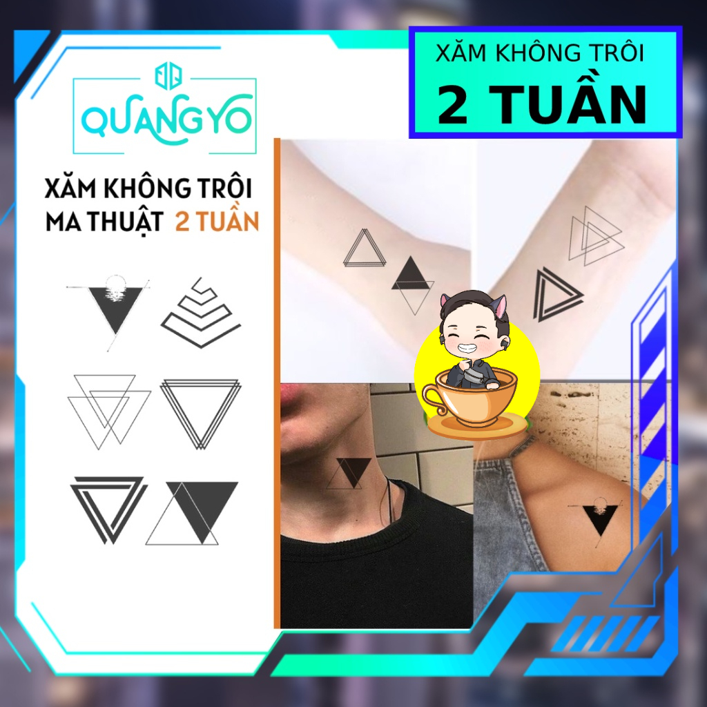 Hình xăm không trôi chủ đề hoạ tiết tam giác hiện đại, tối giản, Xăm giống Inkaholic