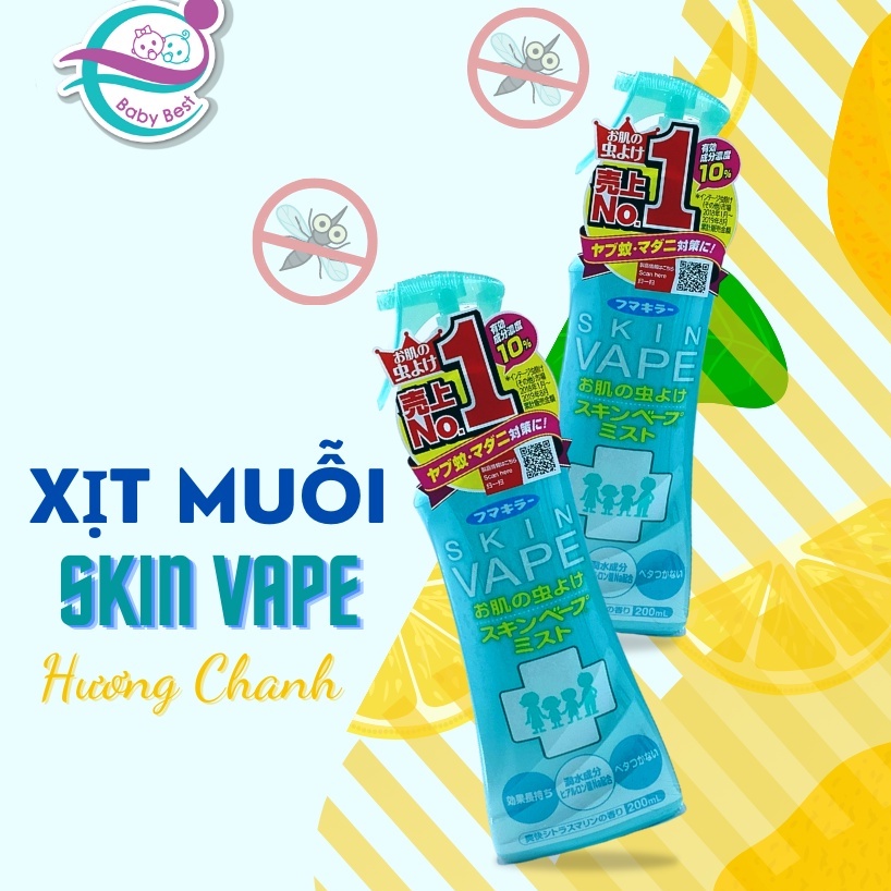 Xịt chống muỗi Skin Vape, Xua Đuổi Côn Trùng, Bảo vệ Làn Da Nhật Bản