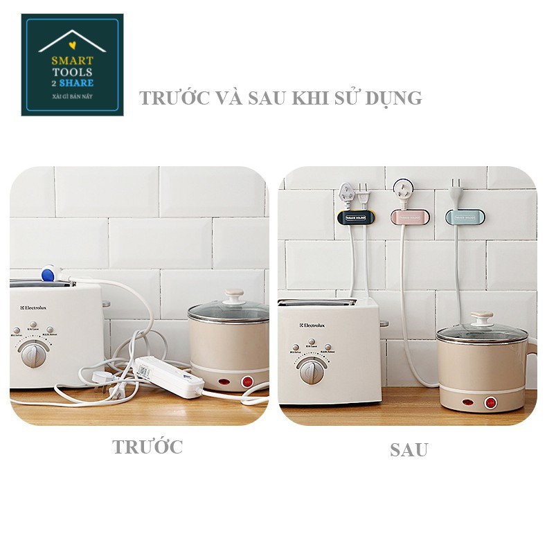 Set 4 Móc Treo Giữ Phích, Quấn Dây Cắm Điện 2 Đầu Đa Năng