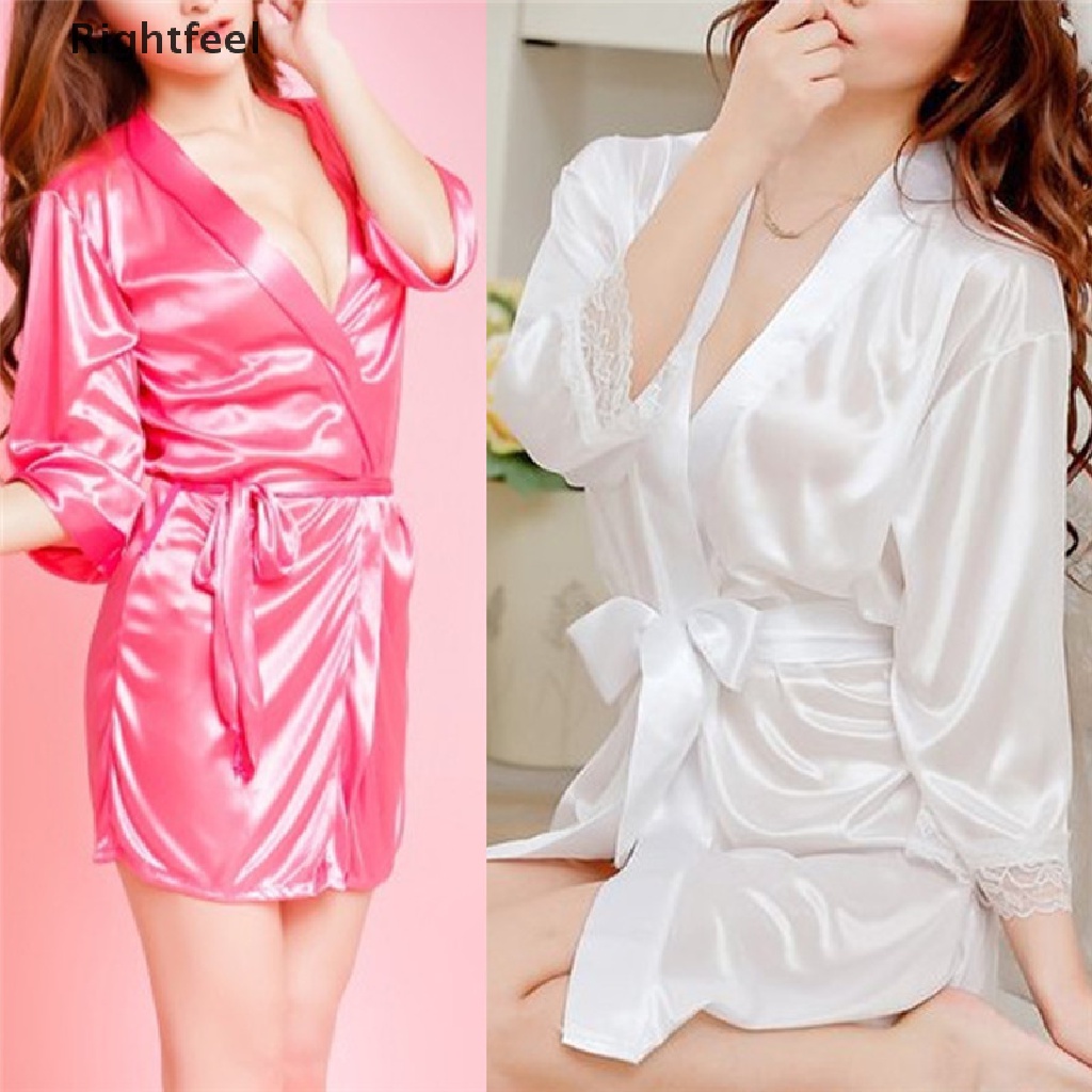 Áo Choàng Tắm Satin Phối Ren Quyến Rũ Dành Cho Cô Dâu