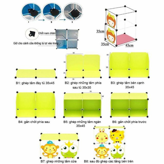 TỦ NHỰA GHÉP - TỦ QUẦN ÁO- TỦ LẮP GHÉP 9 Ô( Gồm 6 Ô VÀ 3 KỆ GÓC ĐỂ ĐỒ ĐA NĂNG SÂU 47cm. Tặng 1 móc sườn 20k