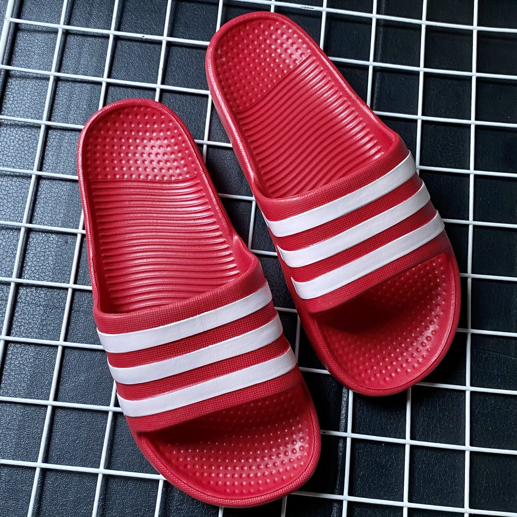 FULLBOX ( Hộp ADIDAS Đen ) - Dép Đúc Nam 3 Sọc Quai Ngang Hàng VNXK Mẫu 2020 ( Hình Thật ) - Dép Nam Đế Đỏ