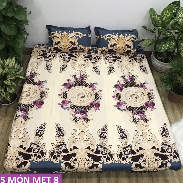 Bộ ra trải giường 1m6 1m8 x 2m hoàng gia⚡️1 drap nệm kèm 2 vỏ gối nằm 45 x 65 cm- CAISHOPQUEN