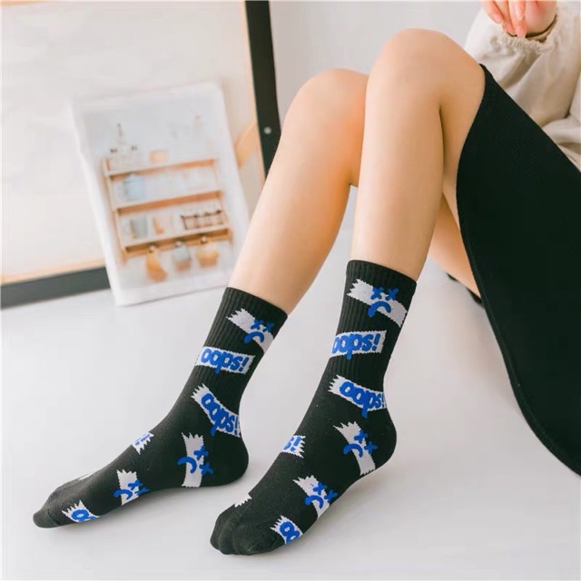 Vớ tất cao cổ họa tiết chữ hàng Quảng Châu