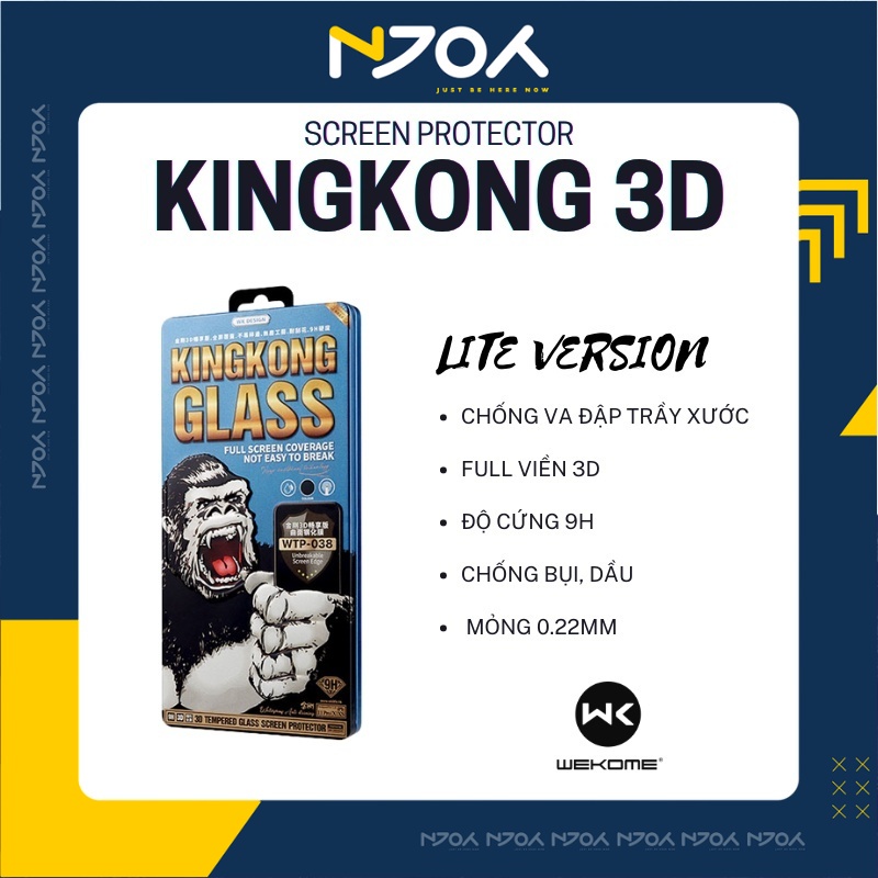 Kính Cường Lực Kingkong 3d Lite Version Full Màn Hình Trong Suốt Cho Ip Xsmax 11 Pro Max 12 Pro Max 13 Pro Max