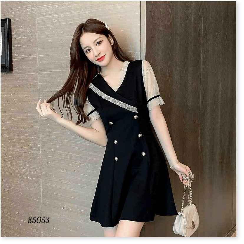 ĐẦM XOE NỮ  KÊT NÚT CAO CẤP PHỐI TAY LƯỚI ĐẲNG CẤP QUÝ CÔ