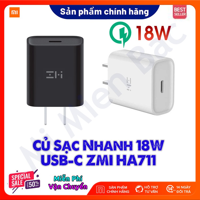 [Chính Hãng] Củ sạc nhanh PD ZMI 18W cho Apple, iPhone 8/XS/XS MAX/XR chuẩn MFi, cổng USB Type – C, Model HA711