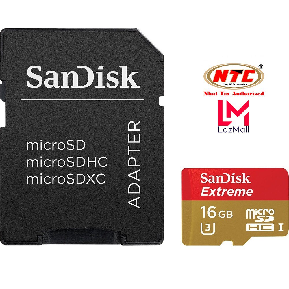 Thẻ Nhớ MicroSDHC SanDisk Extreme UHS-I U3 4K 600x 16GB 90MB/s - Không Box (Vàng)