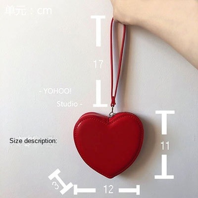 Ví Đựng Tiền Xu Họa Tiết Trái Tim Xinh Xắn Chất Liệu Da PU Gylb574