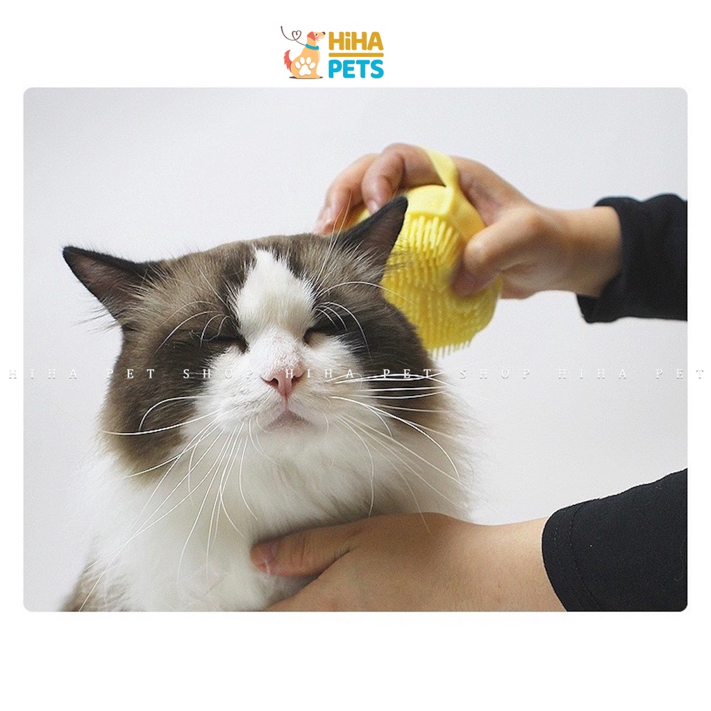 Bàn Chải Tắm Massage Cho Chó Mèo Bàn Chải Silicon Tắm Lấy Lông Rối Cho Thú Cưng Có Đầu Mềm,Cây Lăn Lông Thú Cưng Hihapet