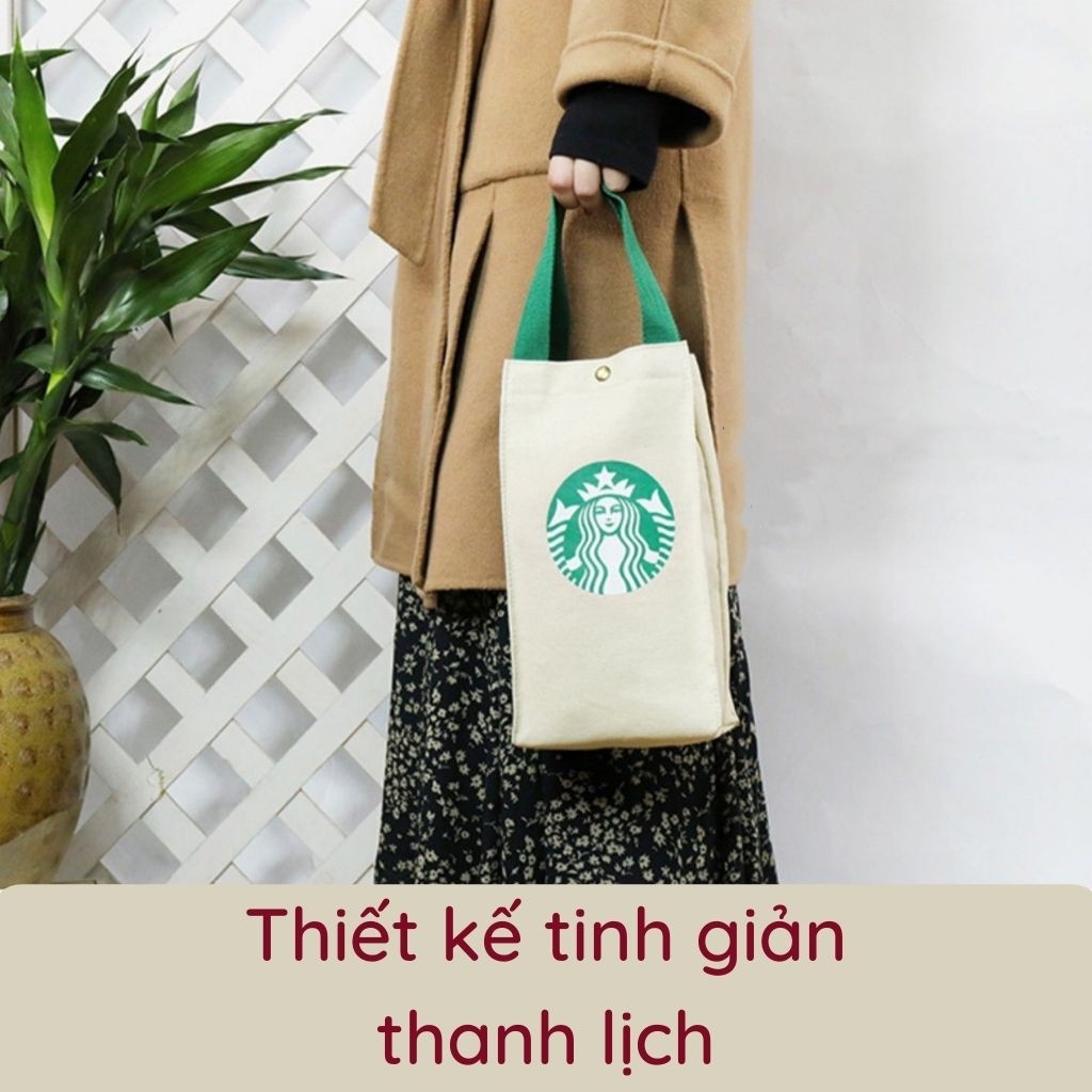 Túi Đựng Bình Nước Starbucks Bằng Vải Canvas Tiện Dụng Cho Hoạt Động Ngoài Trời