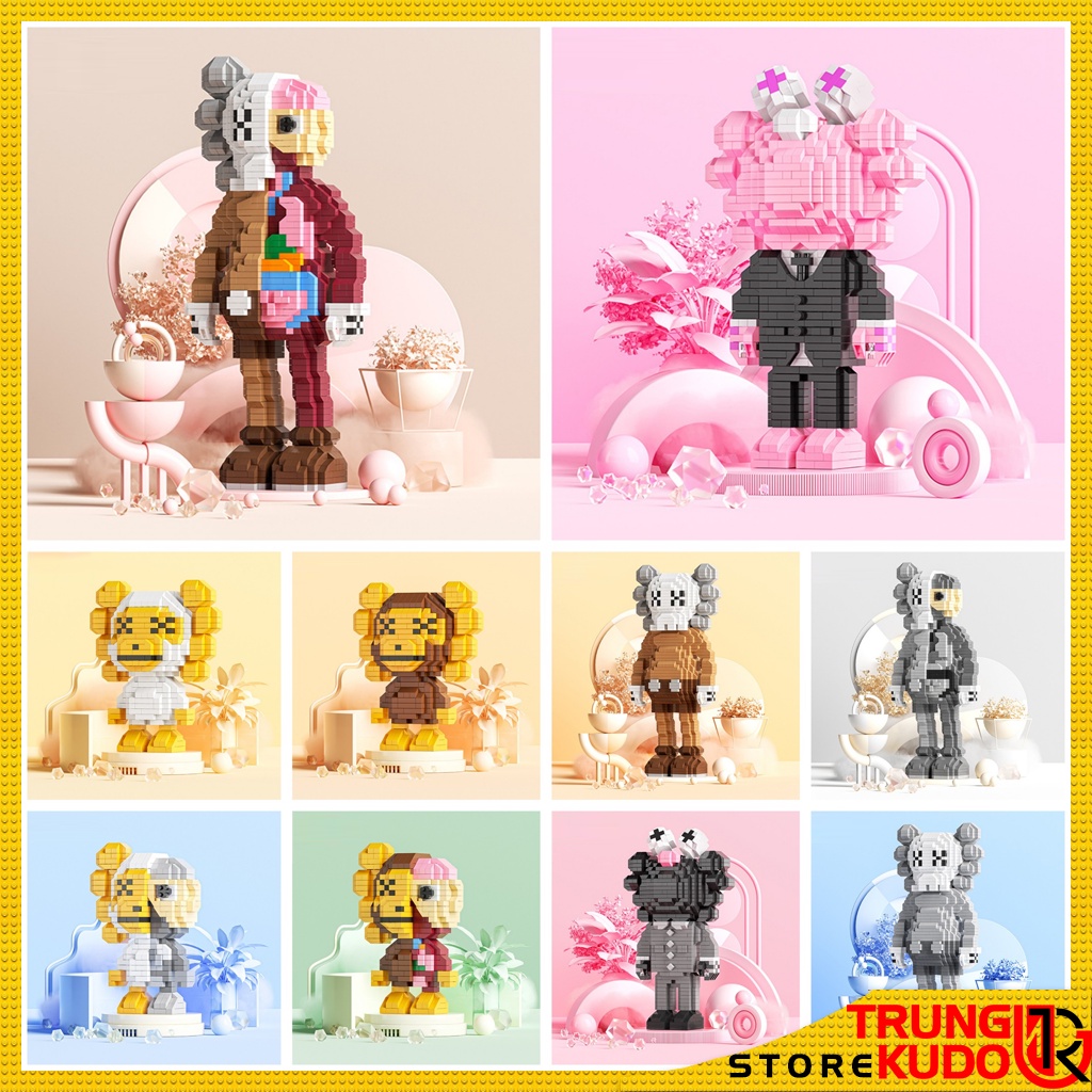 Mô hình Kaws 3D dạng Đồ chơi xếp hình Kaws 24 Mẫu làm quà tặng, đồ Decor - Lego Kaws