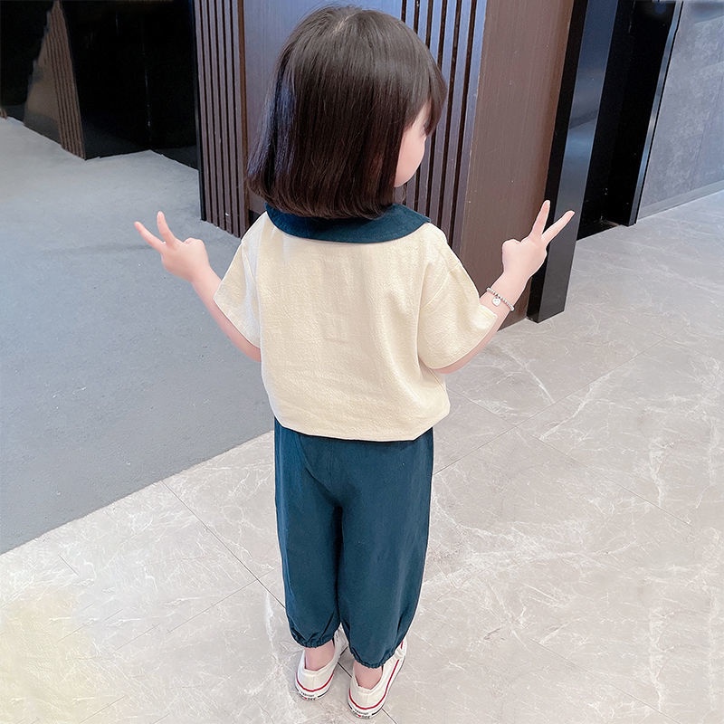 Bộ Đồ Thể Thao Hai Món Áo + Quần Vải bông Thời Trang Cho Bé Gái 0-9 Tuổi