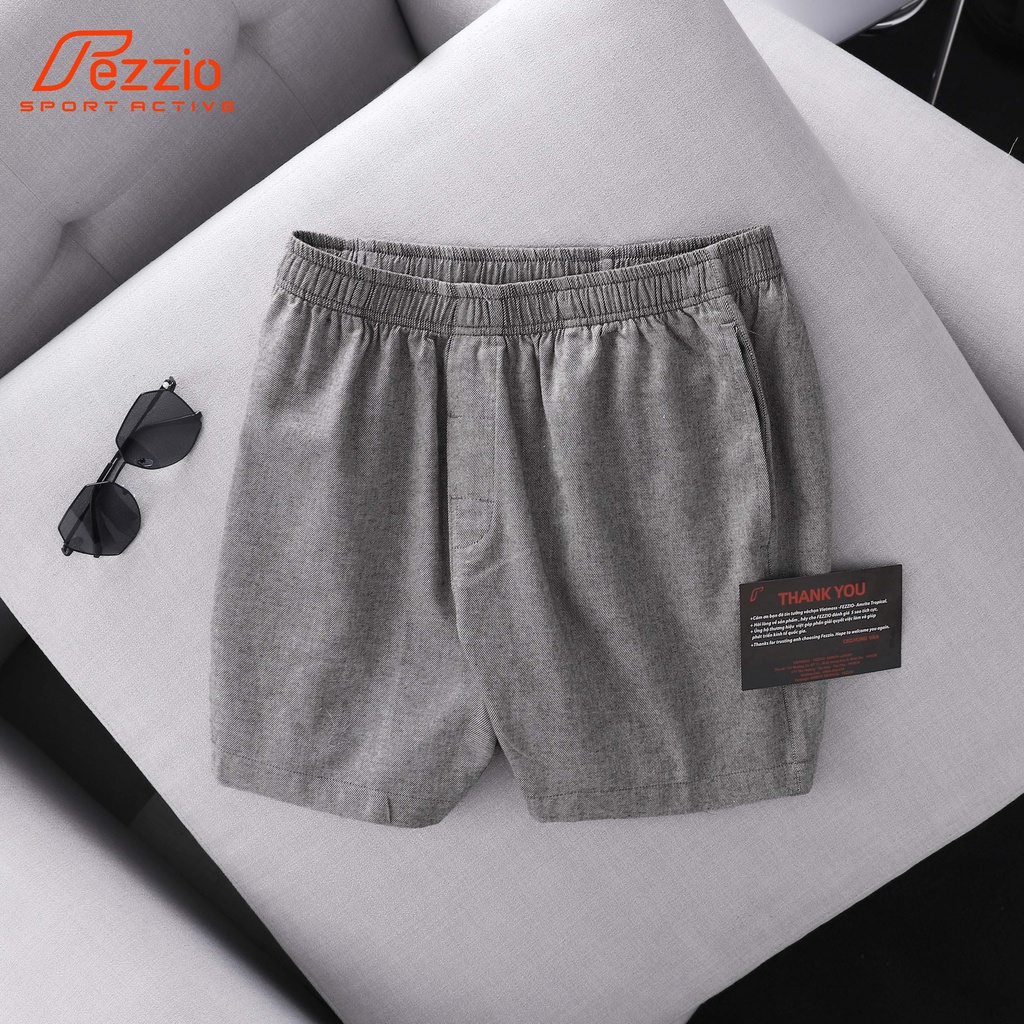 Quần đùi mặc nhà, quần đùi ngủ nam có túi chất kate nam cotton mềm mát chính hãng Fezzio