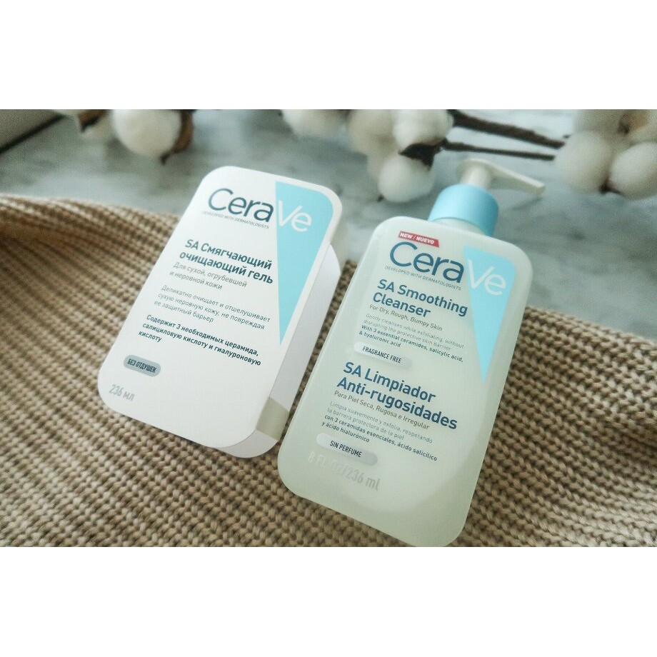 Sữa rửa mặt Cerave SA Smoothing Cleanser bản Pháp 236ml
