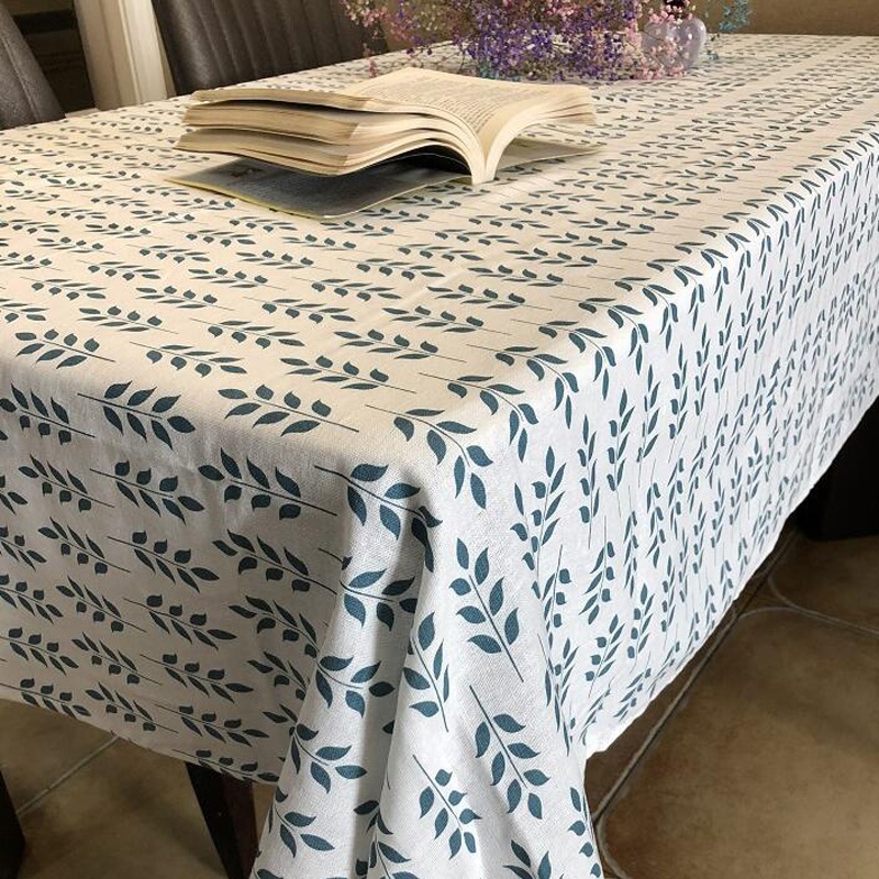 Khăn Trải Bàn Vải Cotton Họa Tiết Lá Xanh Nhiều Kích Cỡ