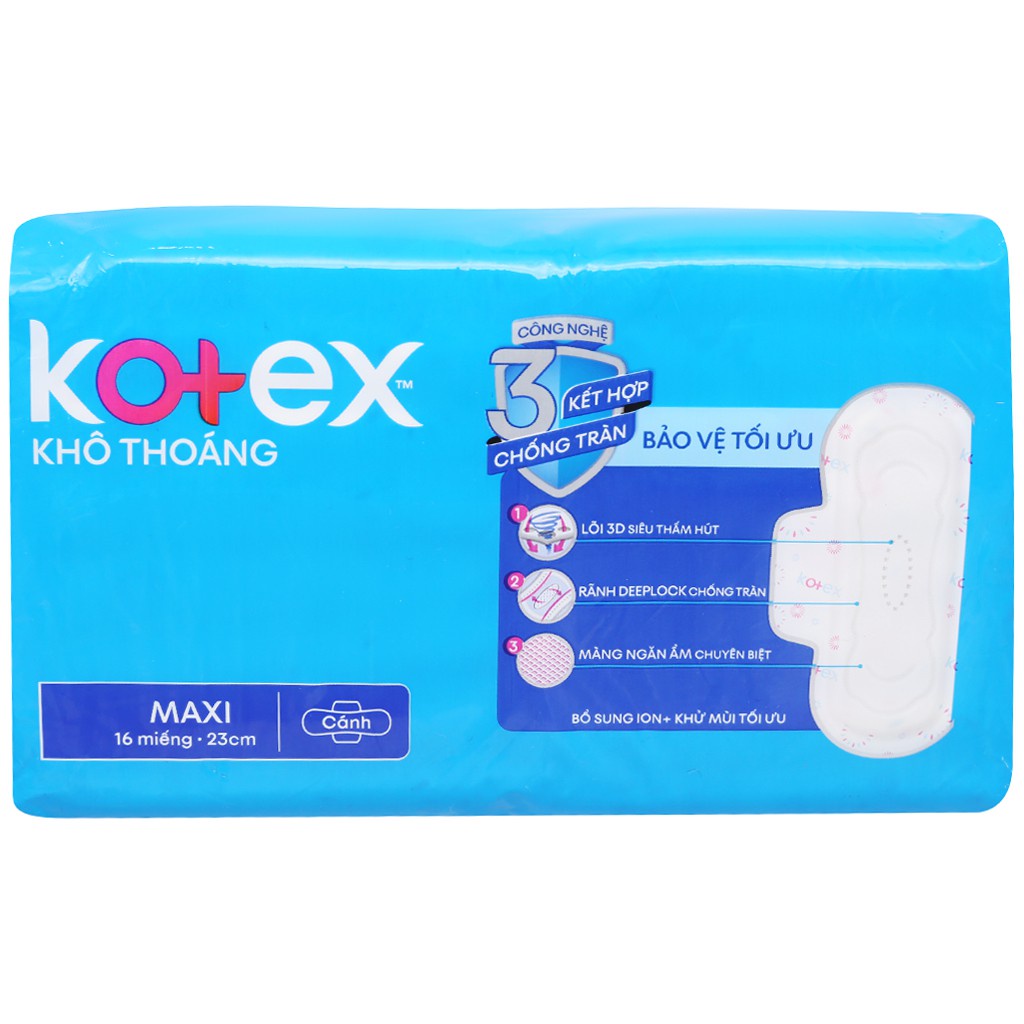 Băng Vệ Sinh Kotex Khô Thoáng Có Cánh 23cm (16 Miếng)