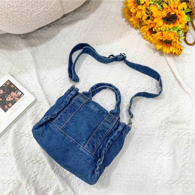 Túi Xách Đeo Vai Vải Denim Có Khóa Kéo Thời Trang Cho Nữ