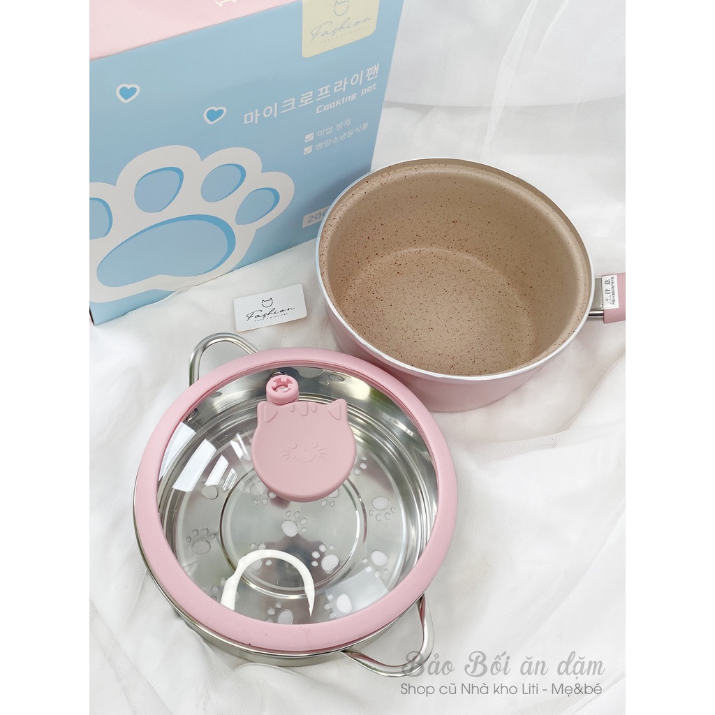 Bộ nồi nấu ăn dặm cho bé thương hiệu Fashion, lớp chống dính cao cấp, size 20cm