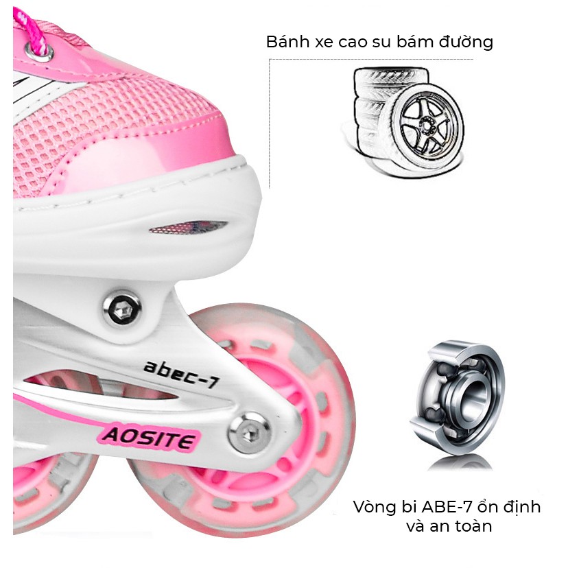 Giày trượt patin Power phát sáng hai bánh giành cho người lớn và trẻ em từ size 27-42