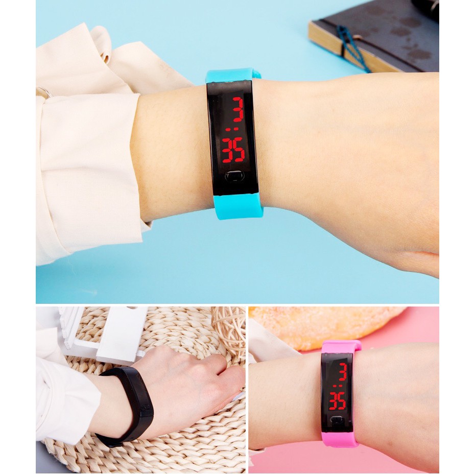 Đồng hồ unisex thể thao đèn led điện tử Ulzzang viền gợn sóng thời trang trẻ trung