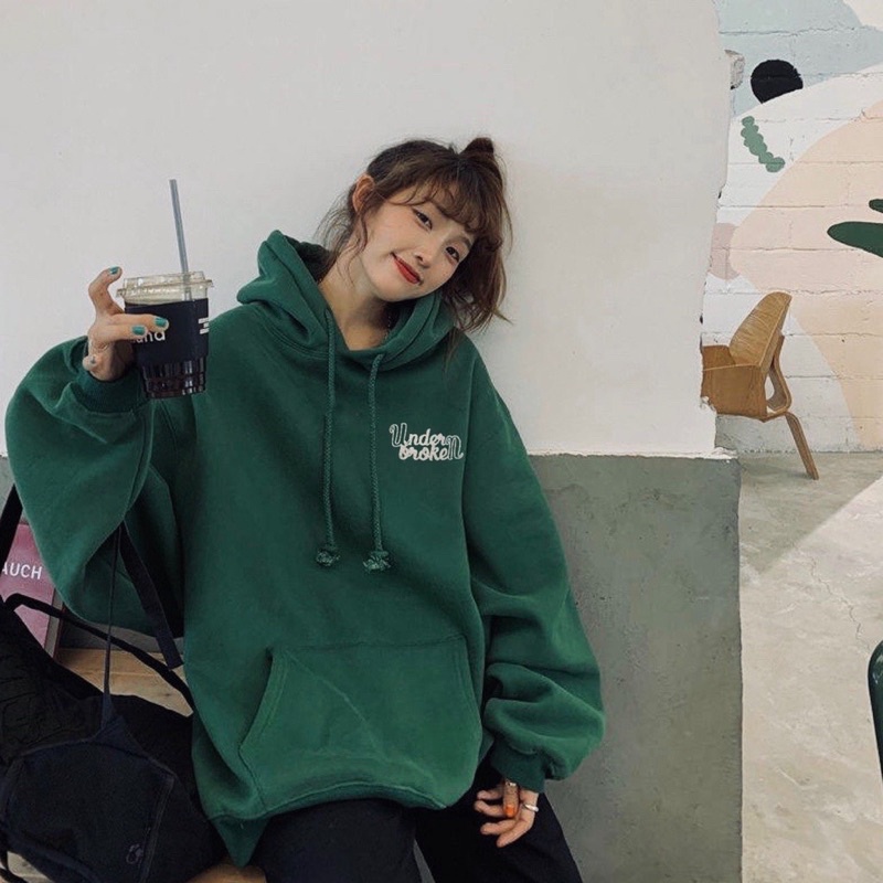 Áo hoodie under xanh rêu Màu lên chuẩn cực nét. In 5D đẹp mê li, nỉ COTTON fom thụng