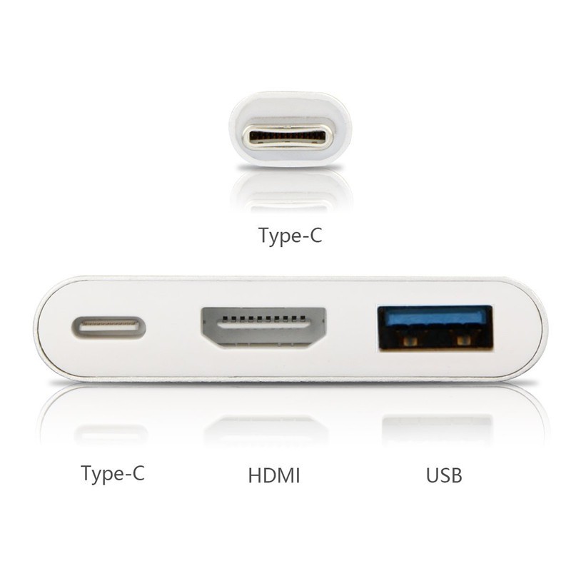 Dây cáp chuyển đổi 3 trong 1 từ đầu type-c sang HDMI/USB cho điện thoại/TV