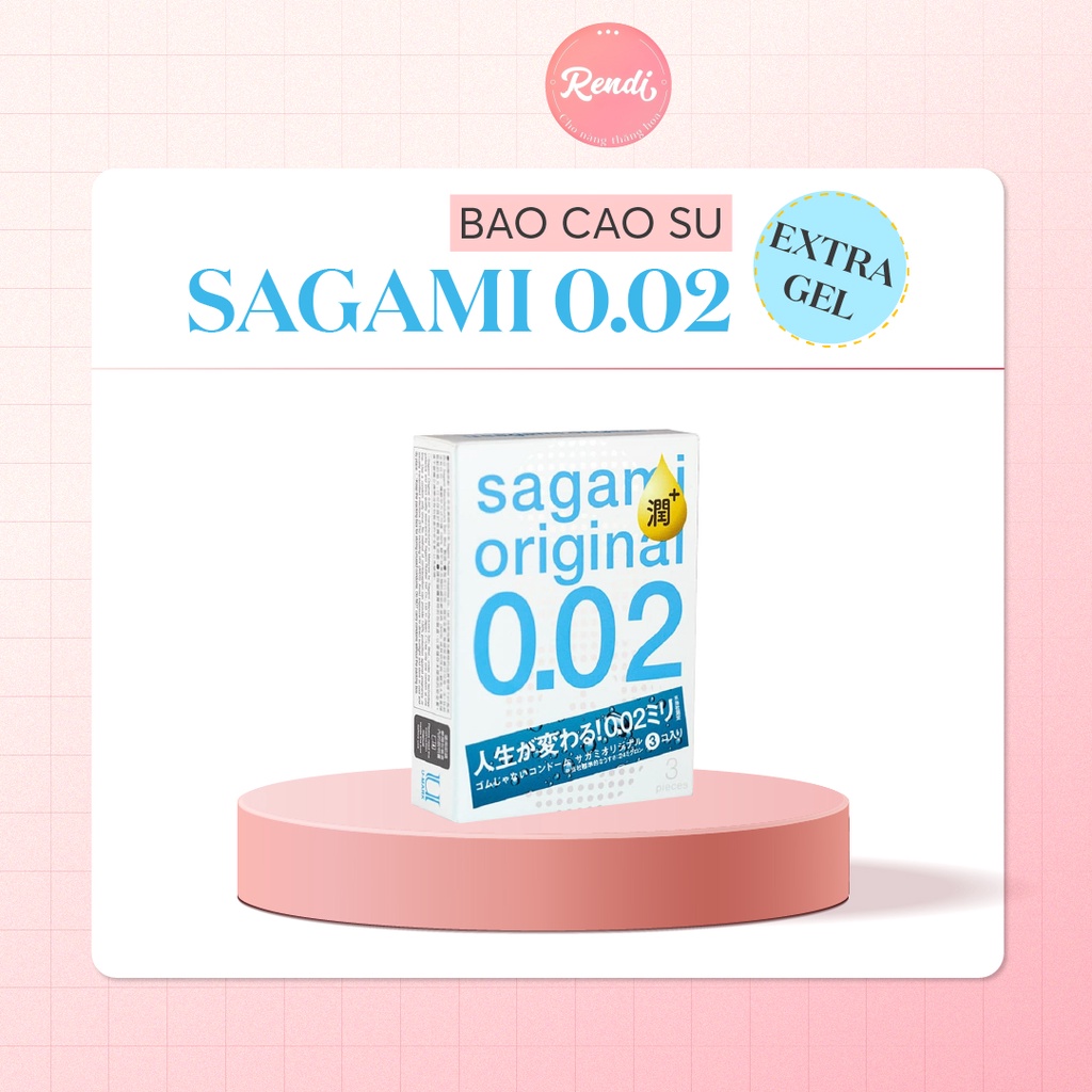 Bao cao su Sagami 002 Extra nhiều gel bôi trơn, siêu mỏng (3 bao/hộp) | Rendi Store