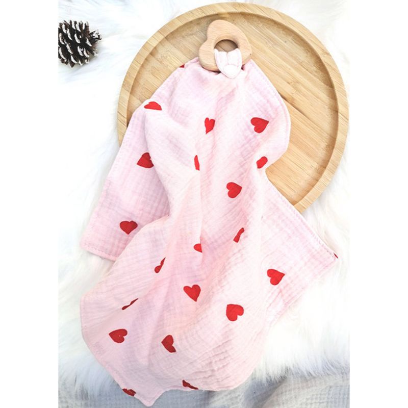 Yếm Ăn Cotton Có Vòng Nhẫn Hình Động Vật Cho Em Bé Mọc Răng