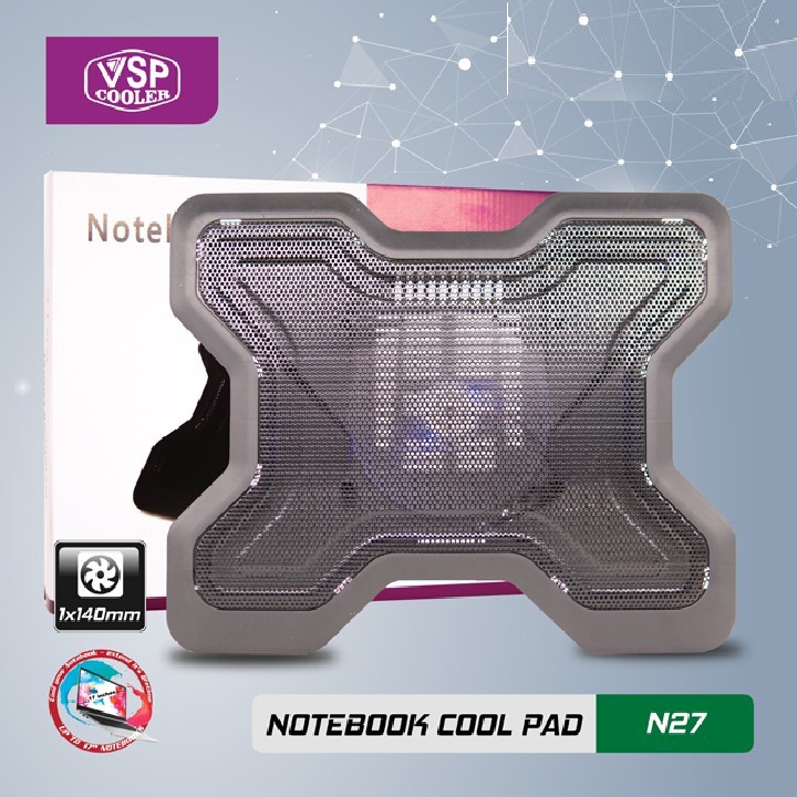 Đế tản nhiệt Laptop VSP COOLER N27 1FAN (14'-15.6') hàng chất lượng cao siêu mát BH chính hãng 6 tháng 1 đổi 1