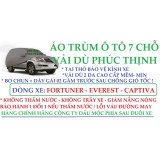 ÁO TRÙM Ô TÔ 7 CHỖ CAPTIVA - EVEREST VẢI DÙ SIÊU BỀN PHÚC THỊNH