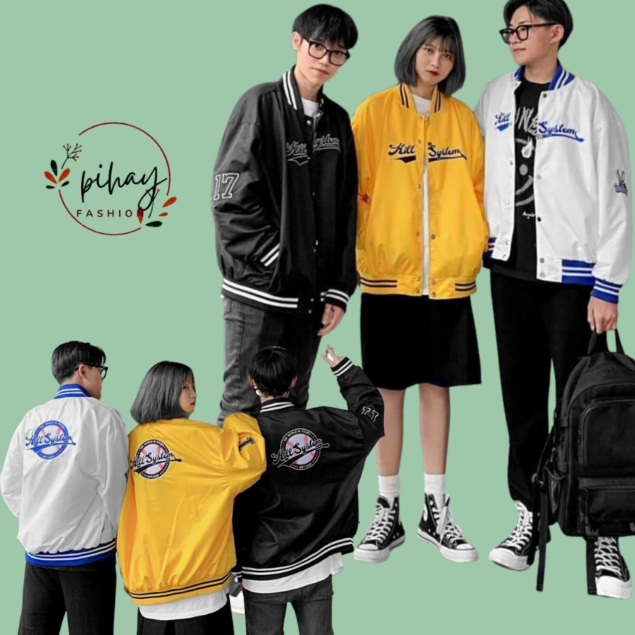 Áo khoác bomber unisex nam nữ cao cấp chống nước chống nắng. Áo khoác nam nữ mặc đôi, couple ba màu vàng trắng đen11