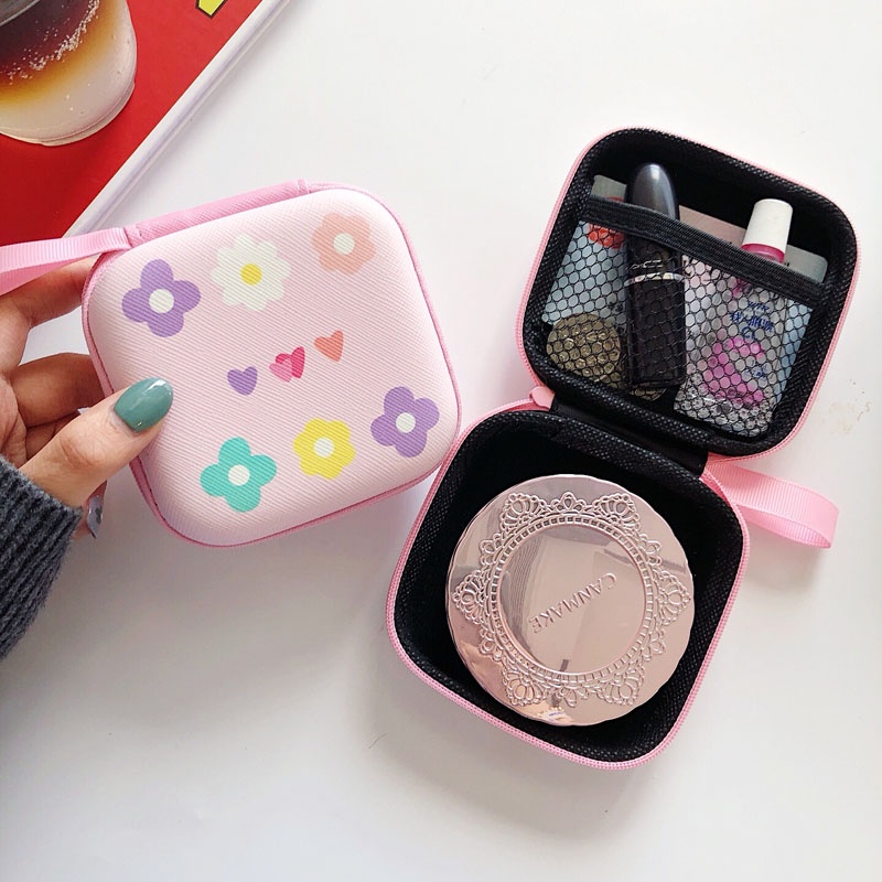 Túi da PU đựng trang sức/ cáp sạc/ tai nghe họa tiết hoạt hình dễ thương đa dụng