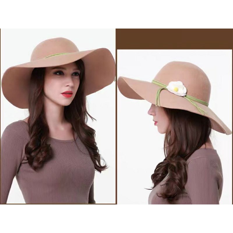 Nón mũ nỉ rộng vành nữ fedora Lh 0917399527