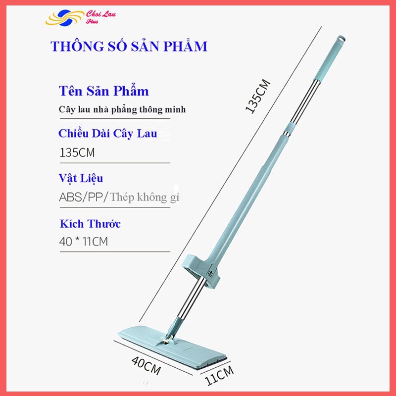 (Hàng Loại 1) Chổi Lau Nhà Thông Minh Bàn Lau Phẳng Tự Vắt Vệ Sinh Nhà Cửa Với Đầu Xoay 360 Độ Tiện Dụng