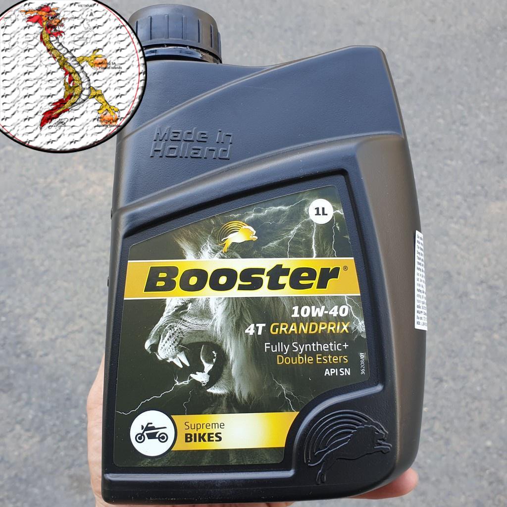 Nhớt xe máy Booster 4T Grandprix Fully Synthetic 10W40, nhớt 100% tổng hợp Booster đến từ Hà Lan