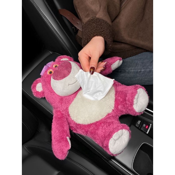 Hộp đựng khăn giấy treo xe hơi hình Gấu Lotso dễ thương