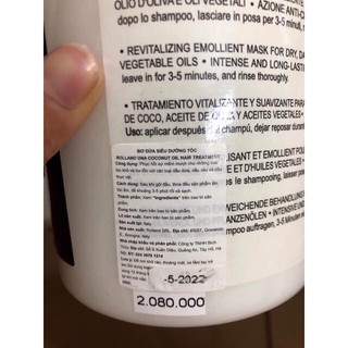 Hấp Dầu Tinh Chất Dừa (Jojoba - Bơ) Una Rolland 1000ml