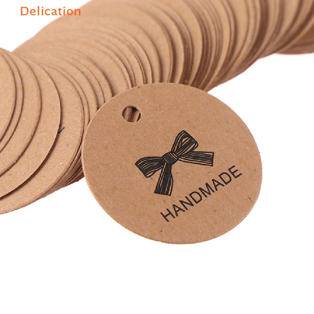 Set 100 Thẻ Giấy Kraft In Họa Tiết Nơ Trang Trí Gói Quà Sinh Nhật / Tiệc Cưới