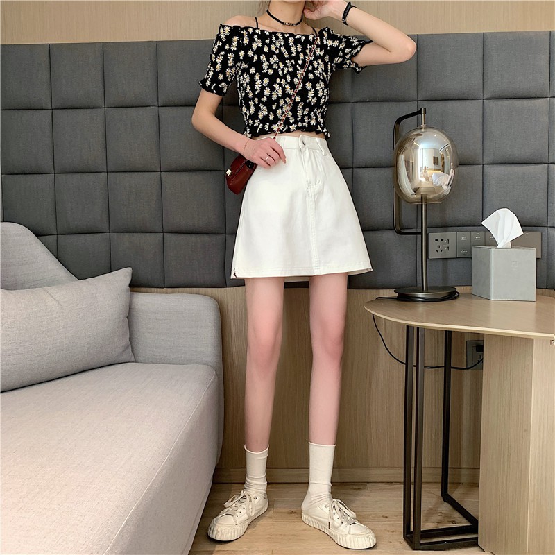 chân váy jean Dáng Chữ A Lưng Cao Thiết Kế Xẻ Tà Cá Tính | BigBuy360 - bigbuy360.vn