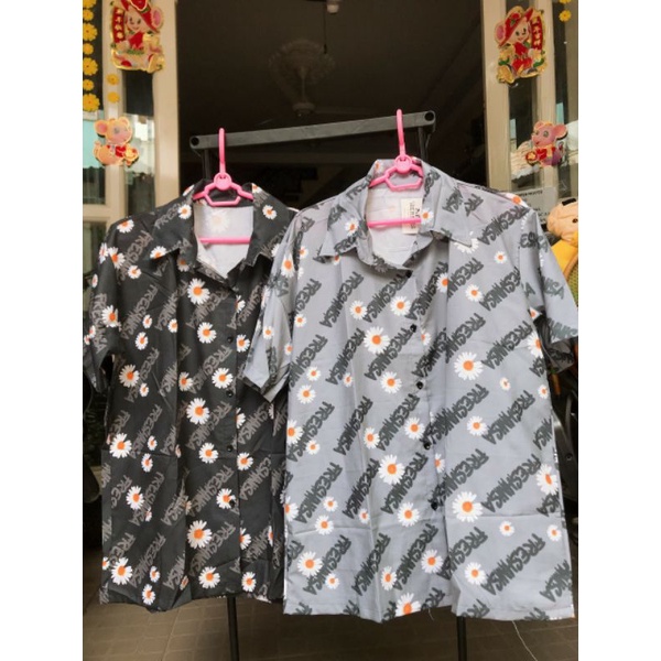 Áo Sơ Mi Tay Ngắn Unisex Cổ Bẻ Phông Cách Hàn Quốc Freesize