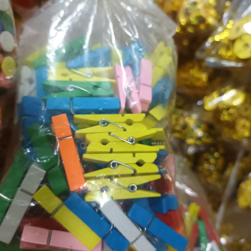 Túi 50 kẹp gỗ đủ màu trang trí handmade, treo tranh ảnh