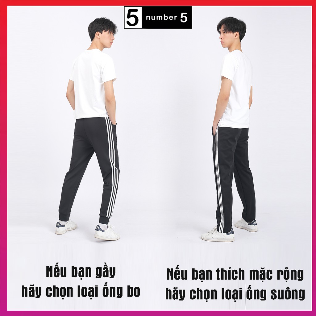 Quần Thể Thao Nam 3 Sọc Nỉ Dày Dặn NUMBER5 Quần Jogger 3 Lines Nam Thu Đông Co Giãn Ống Suông ,Ống Bo