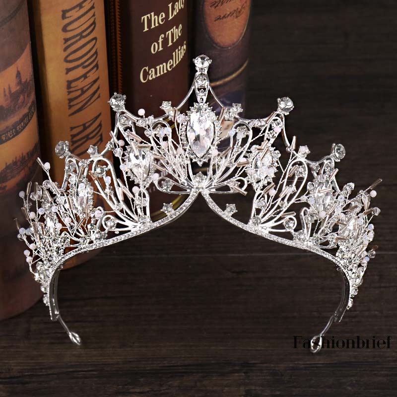 Vương miện cài tóc cô dâu trang trí đính đá lấp lánh
